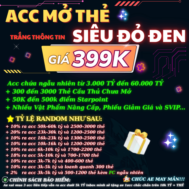 Acc Mở Thẻ Siêu ĐỎ ĐEN
